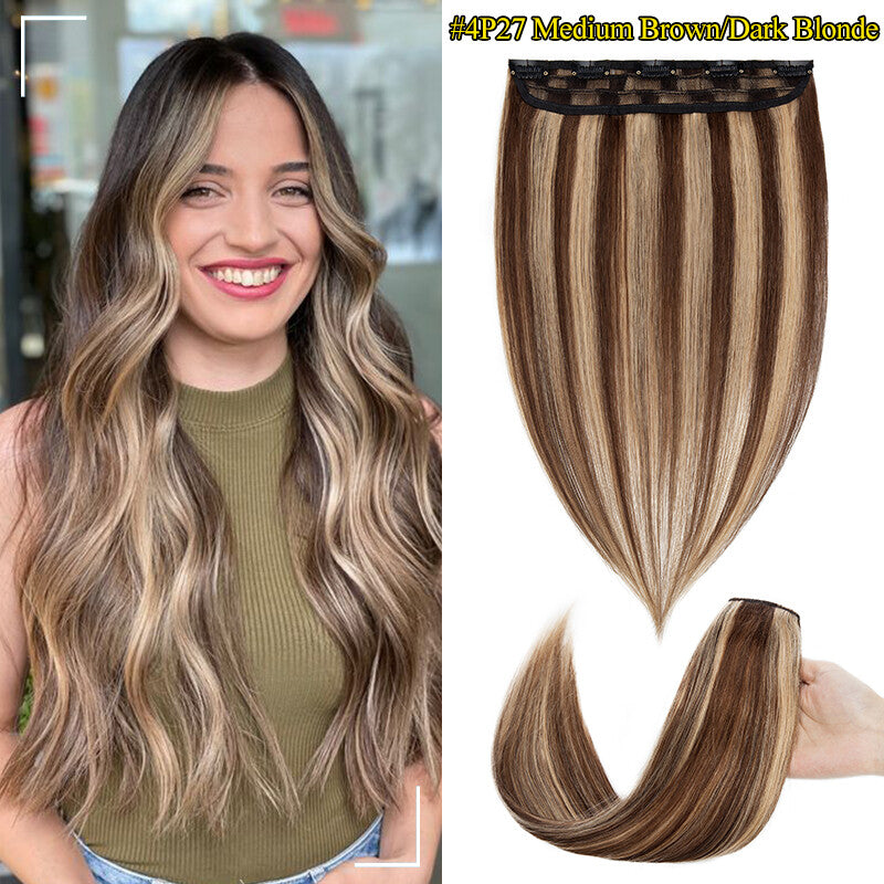 Clip-In Hair Extensions 3/4 Head Long Wavy Real Remy Human Hair 20-24 Inch