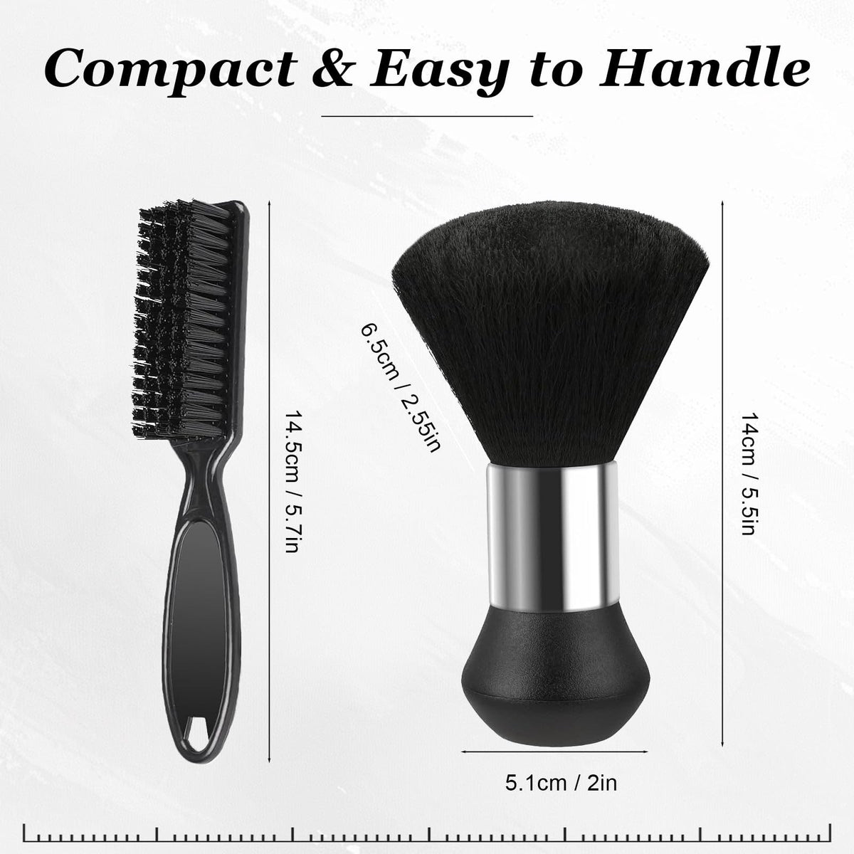 Professional Barber Brush and Neck Duster Set - 2 Piece Black Salon Tools