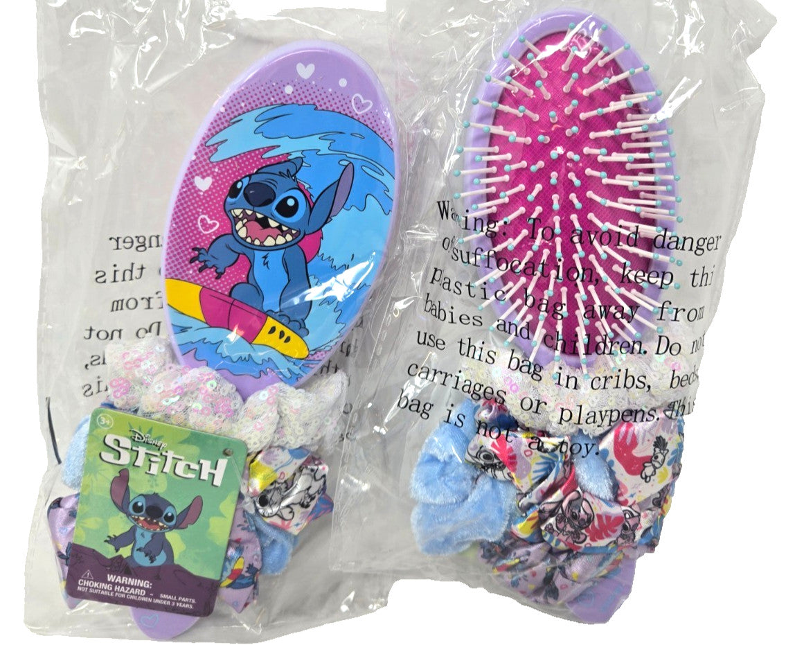 Lilo & Stitch Hair Brush & Scrunchies Set - Pack of 2 Brushes & 8 Scrunchies
