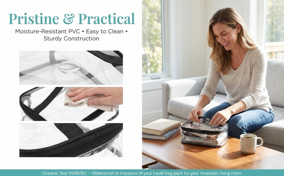 Clear Handheld Lunch Bag 9.84x7.87x3.34 Inches PVC Travel & Makeup Storage