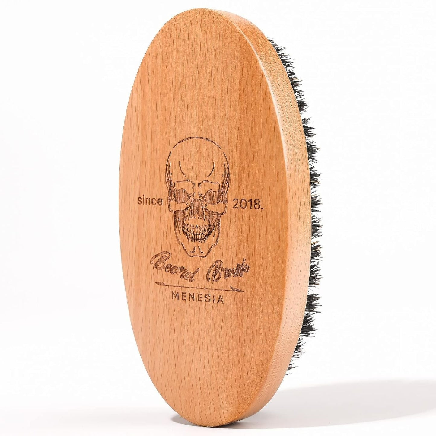 Travel Beard Brush with Natural Wood & Boar Bristles for Softening & Grooming