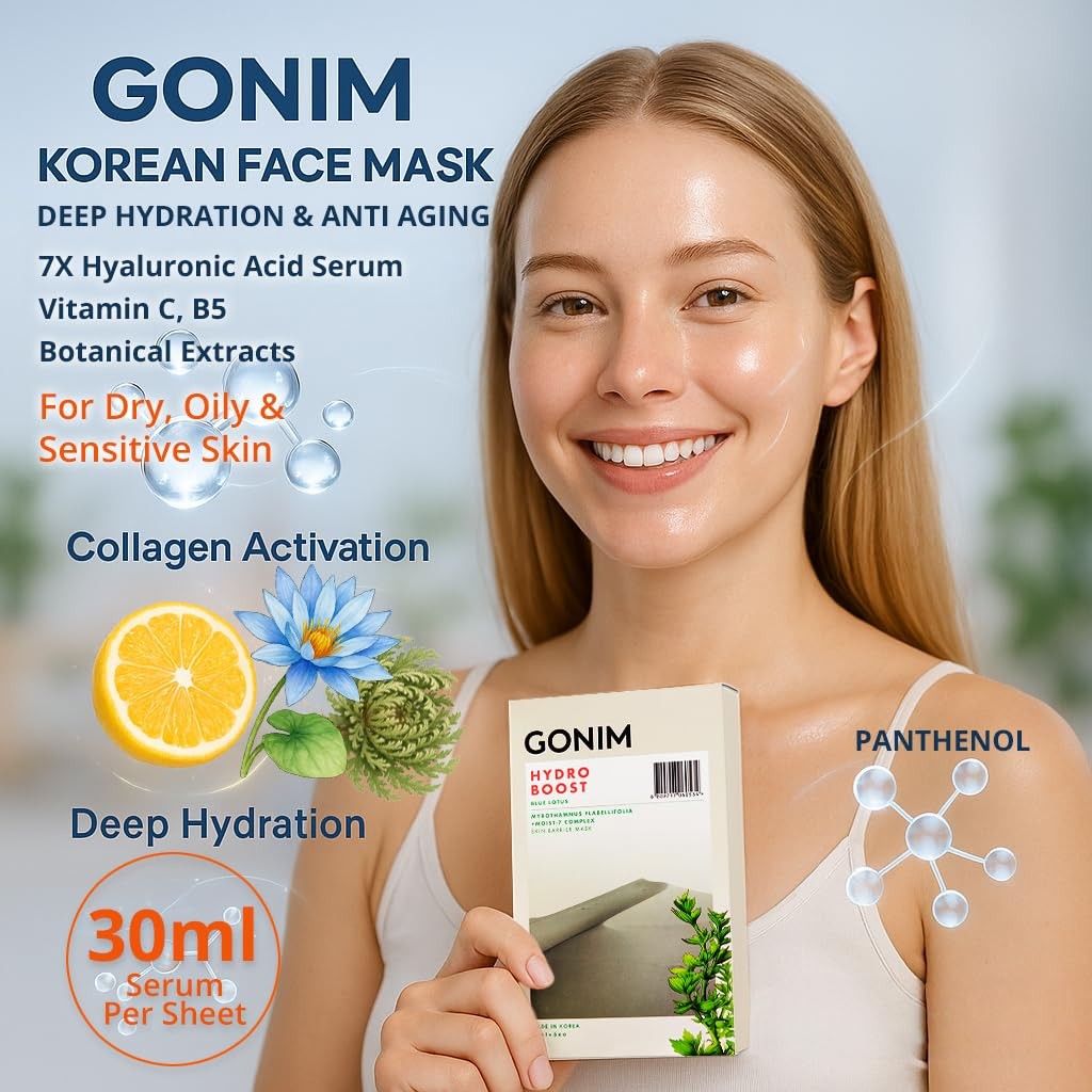 Collagen Sheet Face Mask 5-Pack - Hyaluronic Acid & Vitamin C