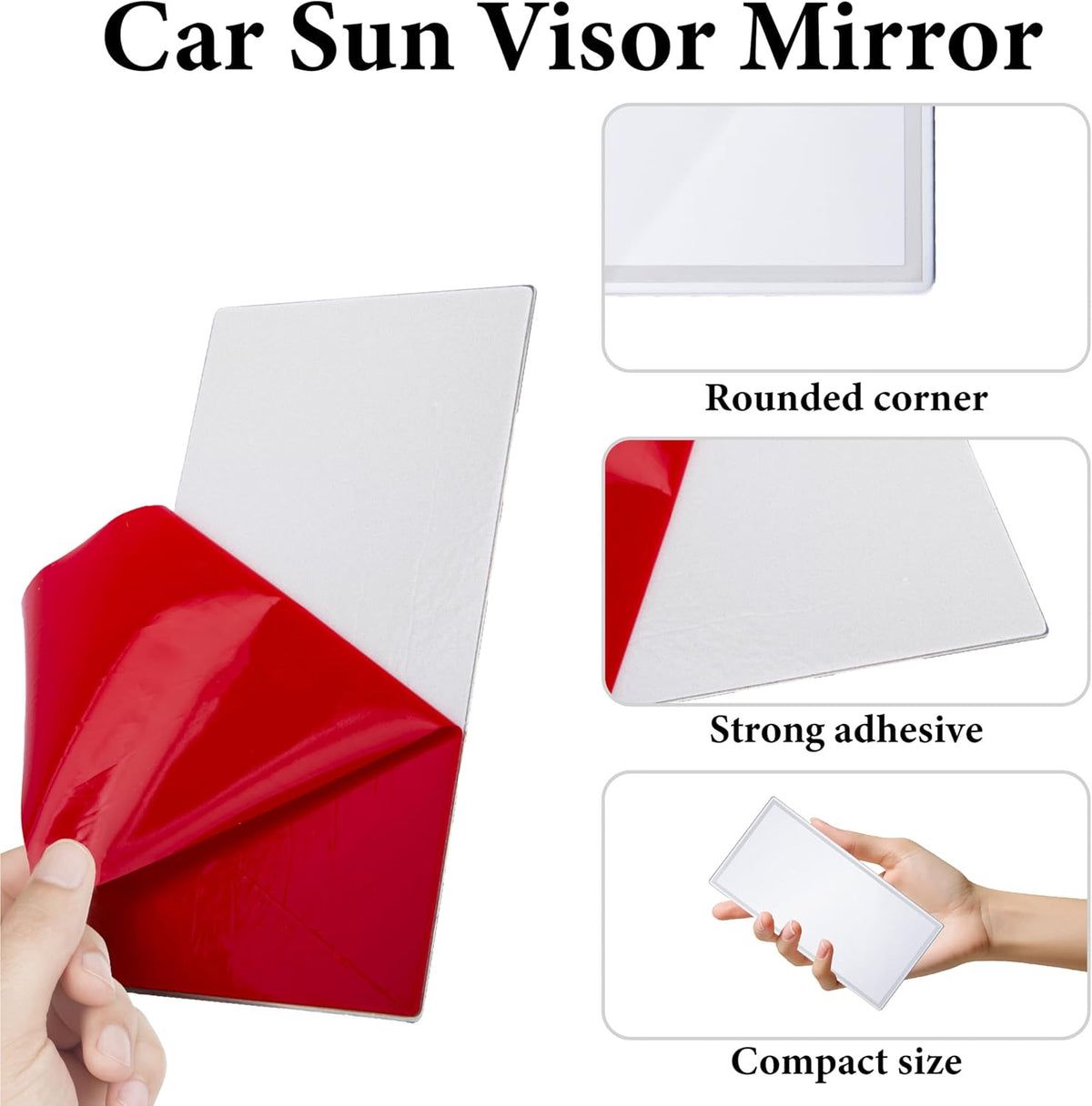 Portable Auto Mirror 15x8cm Adhesive Stainless Steel for Car SUV Makeup