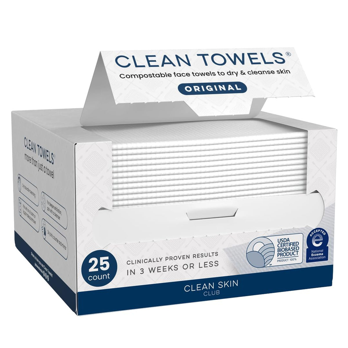 Disposable Face Wipes - Eco-Friendly Makeup Remover & Cleansing Towelettes, 25 Pack