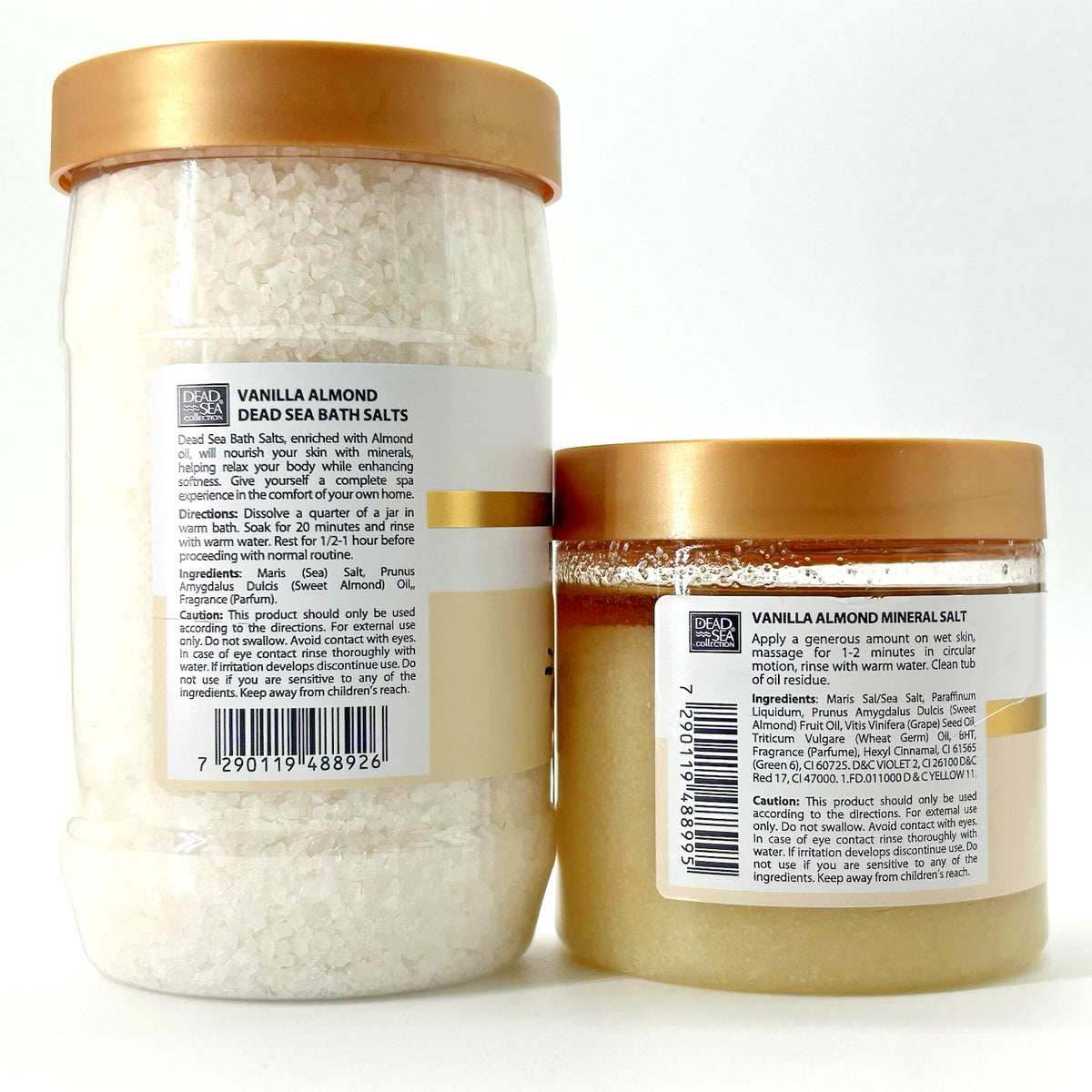 Dead Sea Vanilla Almond Bath Salts (34.2 oz) &Mineral Salt Scrub