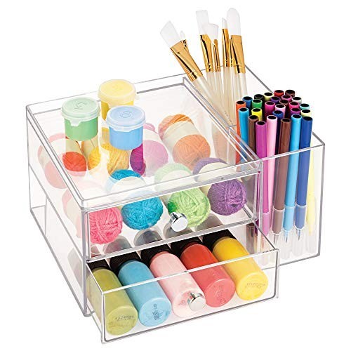 Plastic Vanity Organizer Set with 3 Drawers for Cosmetics & Office Storage