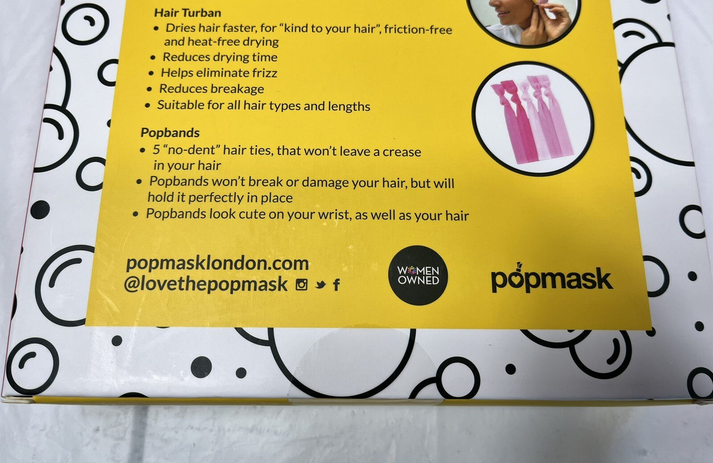 Hair Care Set with Detangling Brush, No-Dent Hair Ties & Spa Turban