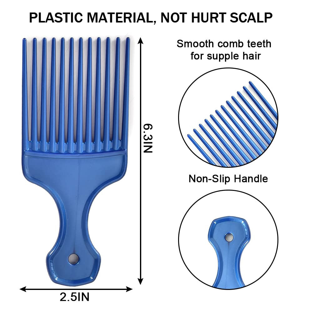 6-Pack Wide Tooth Afro Hair Picks for Curly & Thick Hair Styling