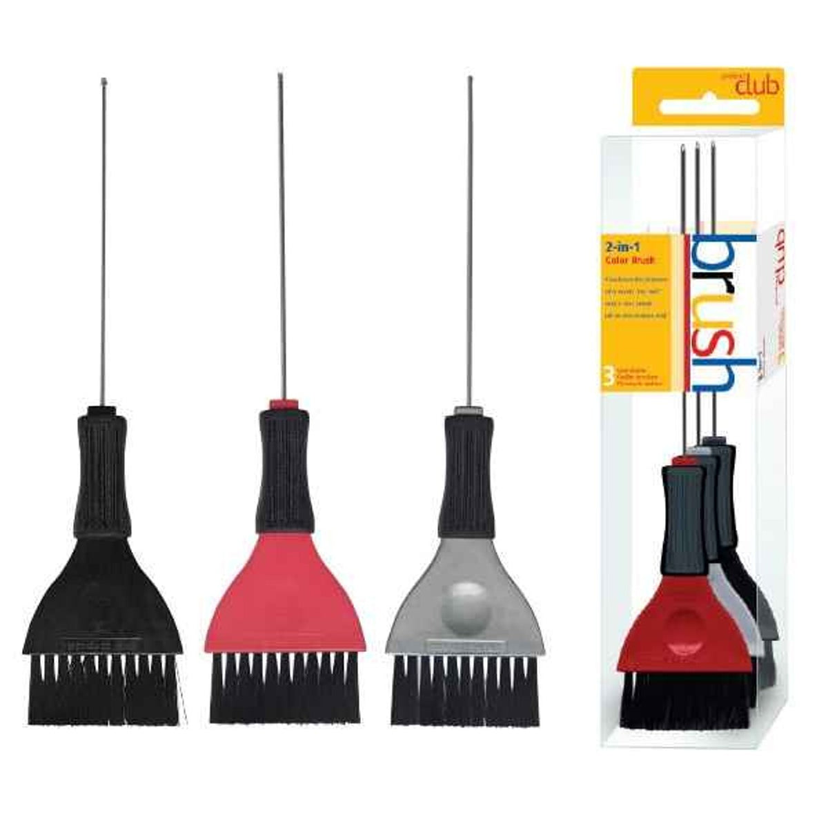 2-in-1 Color Brush with Nylon Bristles & Rubber Grip for Hair Coloring