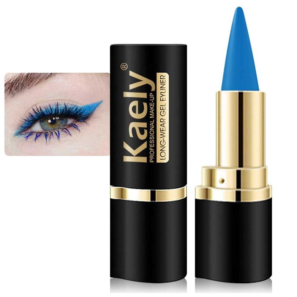 Waterproof Gel Eyeliner Pencil Set - Light Blue & Black Makeup Kit