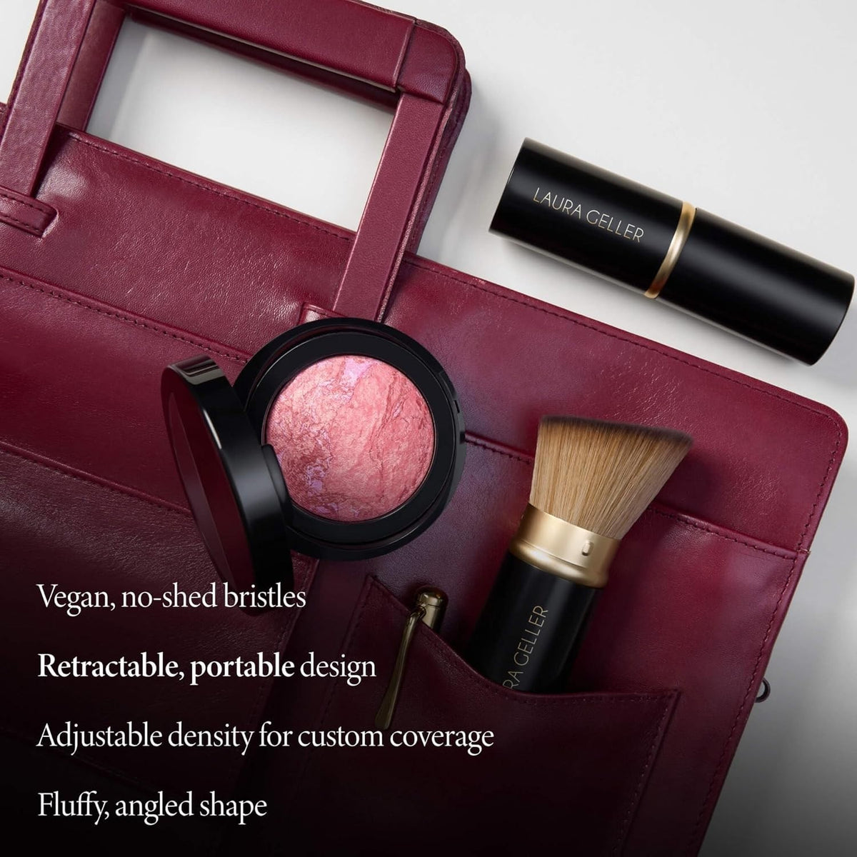 Retractable Angled Kabuki Brush for Flawless Makeup Application