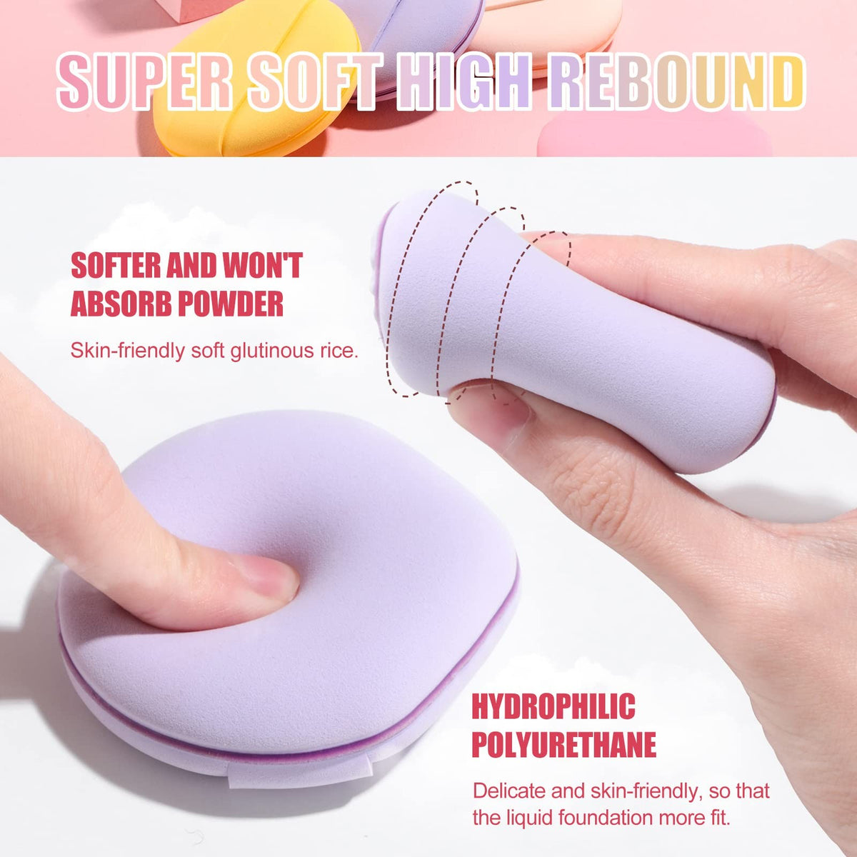 Makeup Sponge Blender for Foundation - Pack of 4, Vibrant Colors