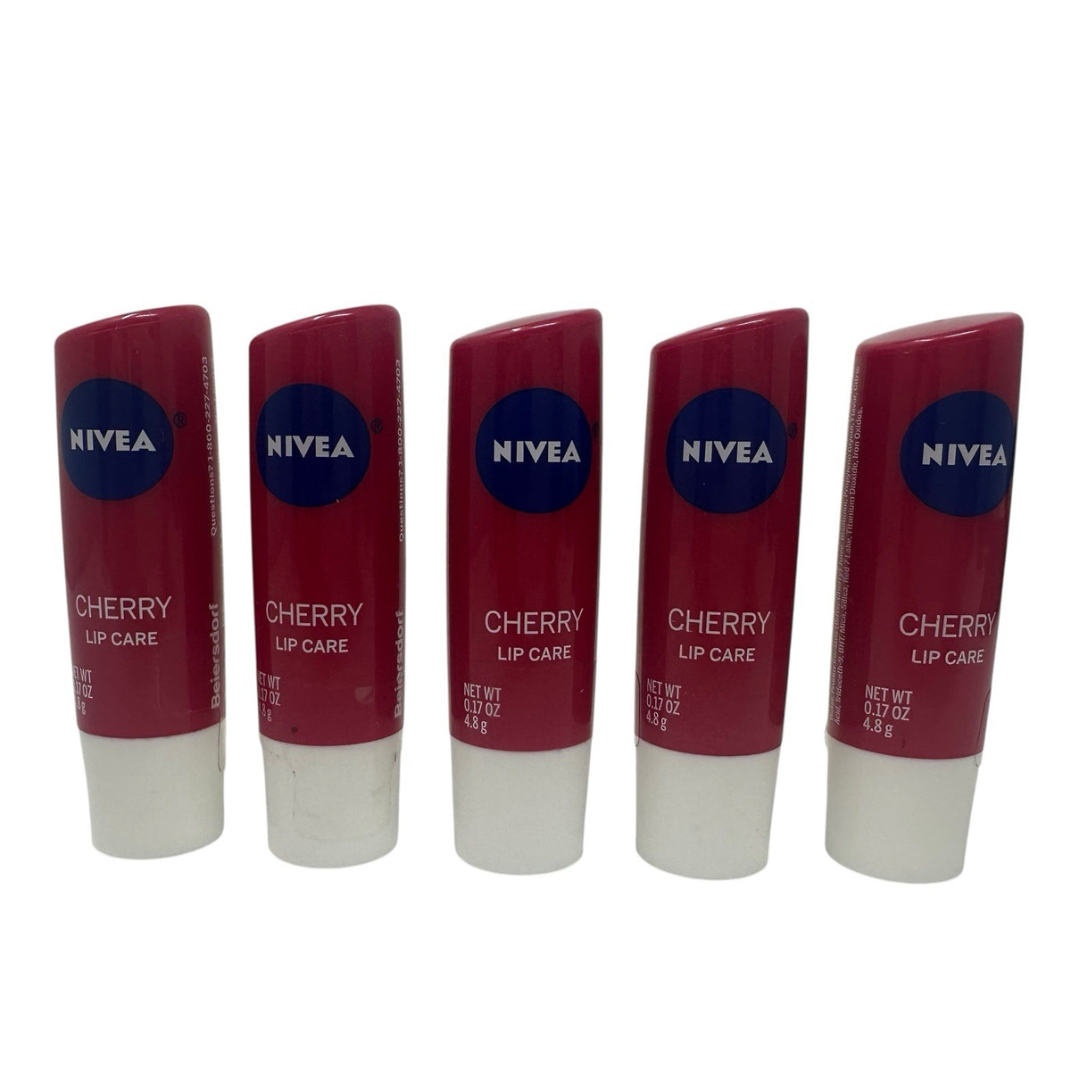 Discontinued NIVEA Cherry Lip Balm Set - 5 Factory Sealed Lip Care Sticks