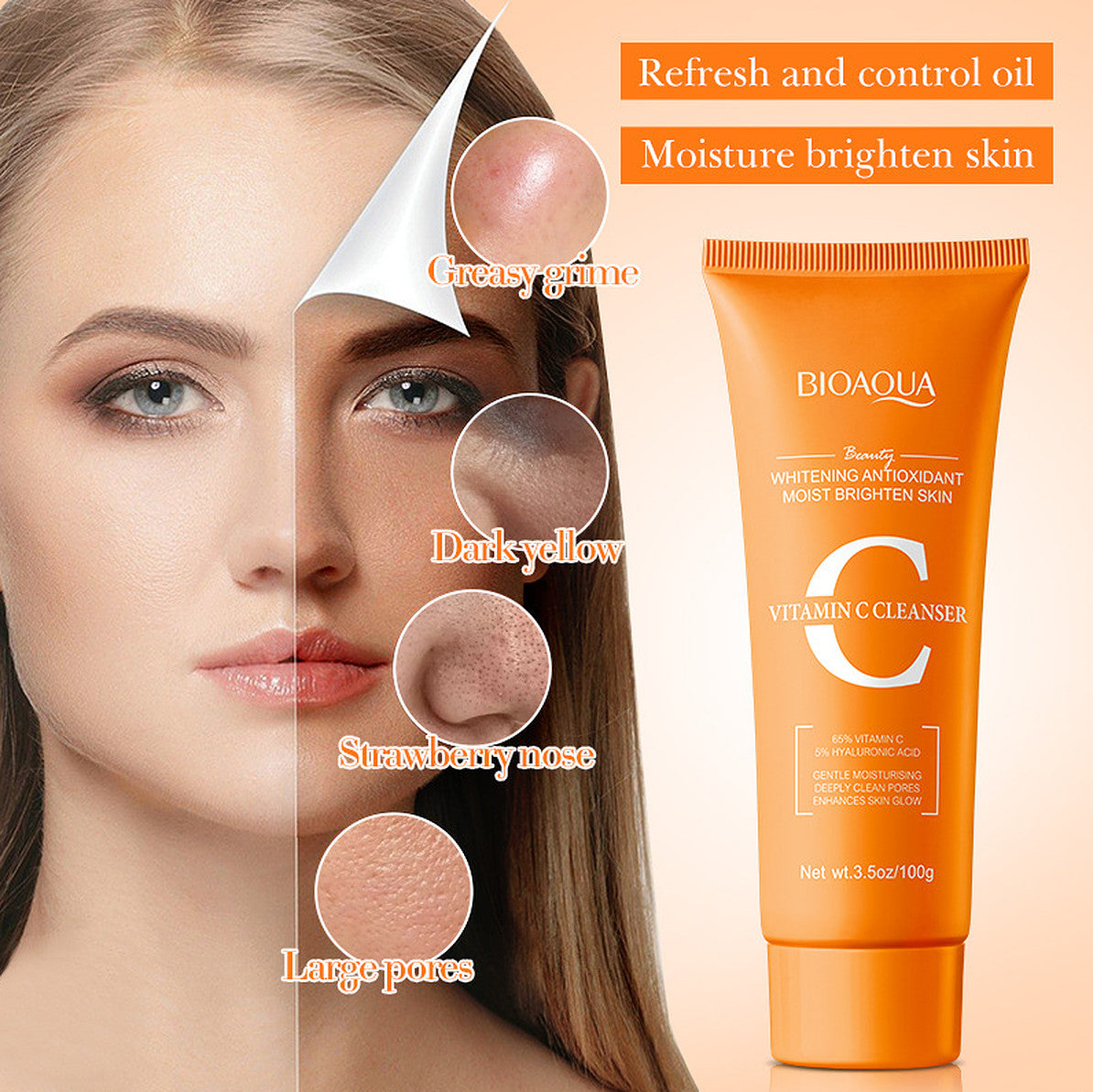 Vitamin C Facial Cleanser with Hyaluronic Acid - Antioxidant Deep Clean 100g