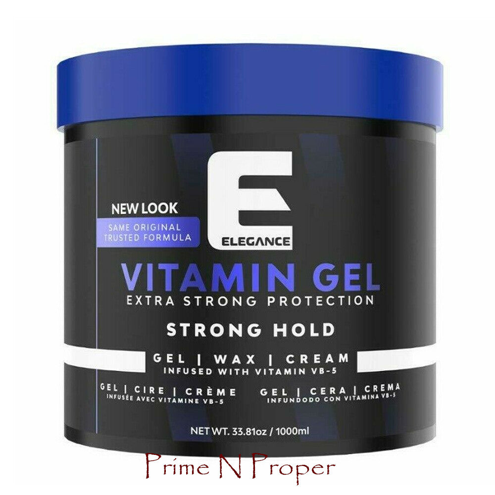 Extra Strong Hold Hair Gel with Vitamin B5 - 33.8oz Large Jar for Styling & Volume
