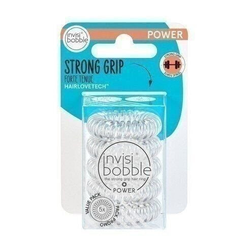 Invisibobble Clear Strong Grip Power Hair Ring 5 Pack