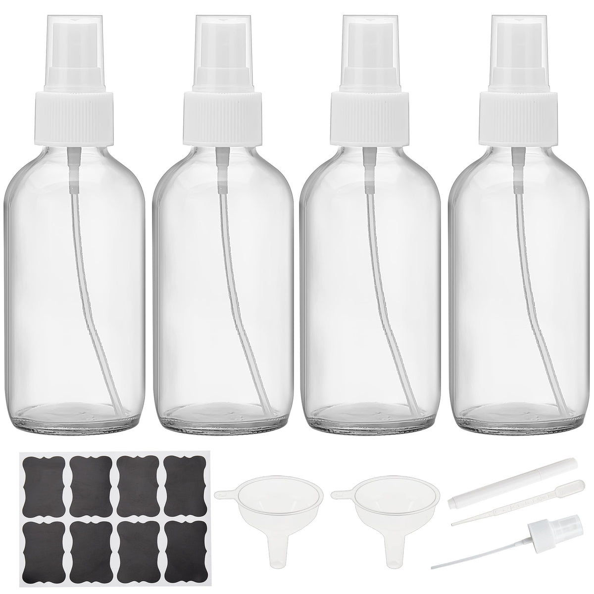 Reusable 4oz Plastic Spray Bottles Set for Essential Oils & Household Uses