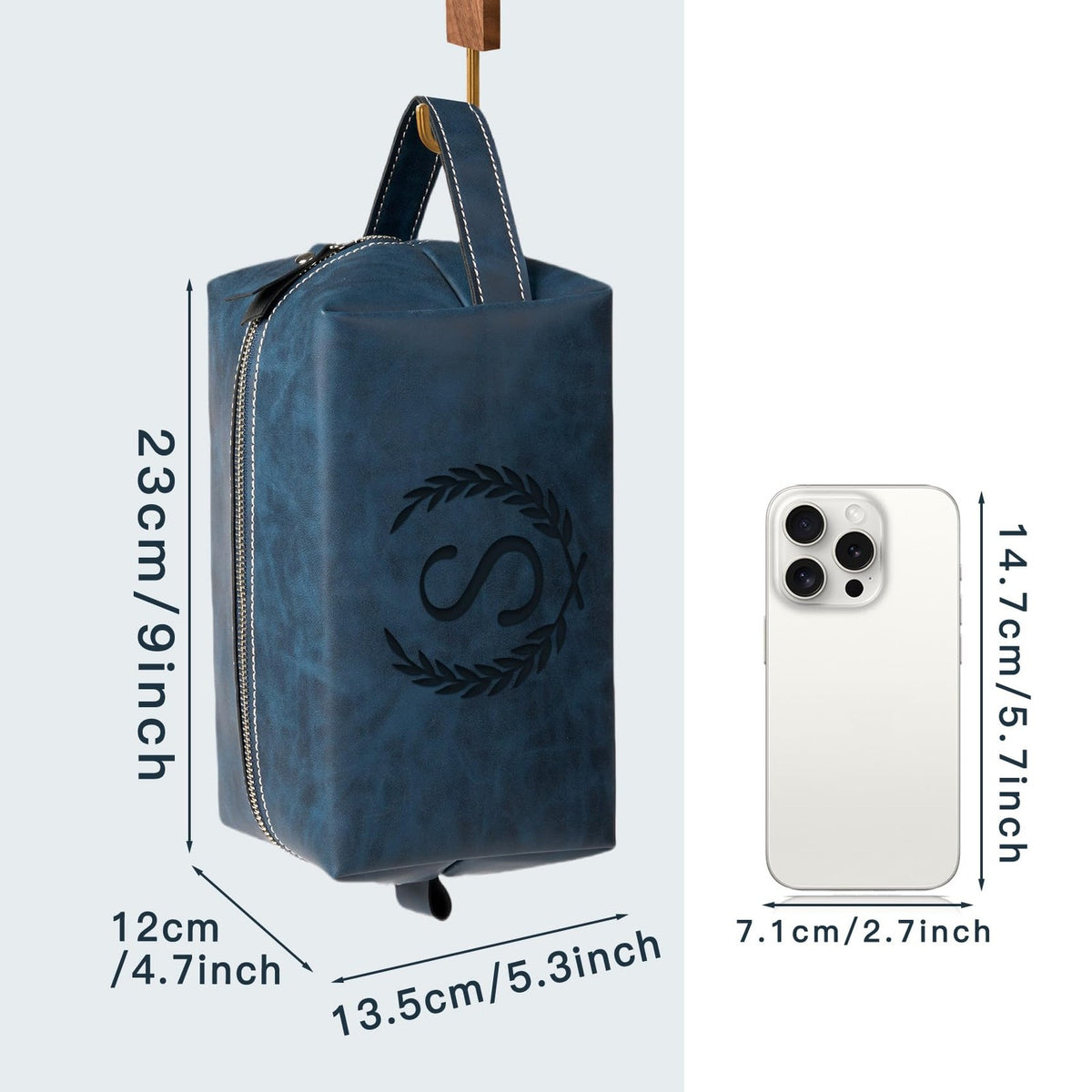 Personalized Travel Toiletry Bag for Men - Waterproof PU Leather Gift with Engraved Initials