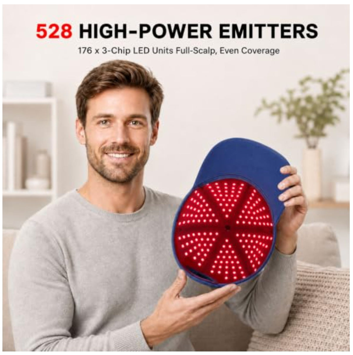 Red Light Therapy Hair Growth Cap 528 LED Full Scalp Coverage 660nm