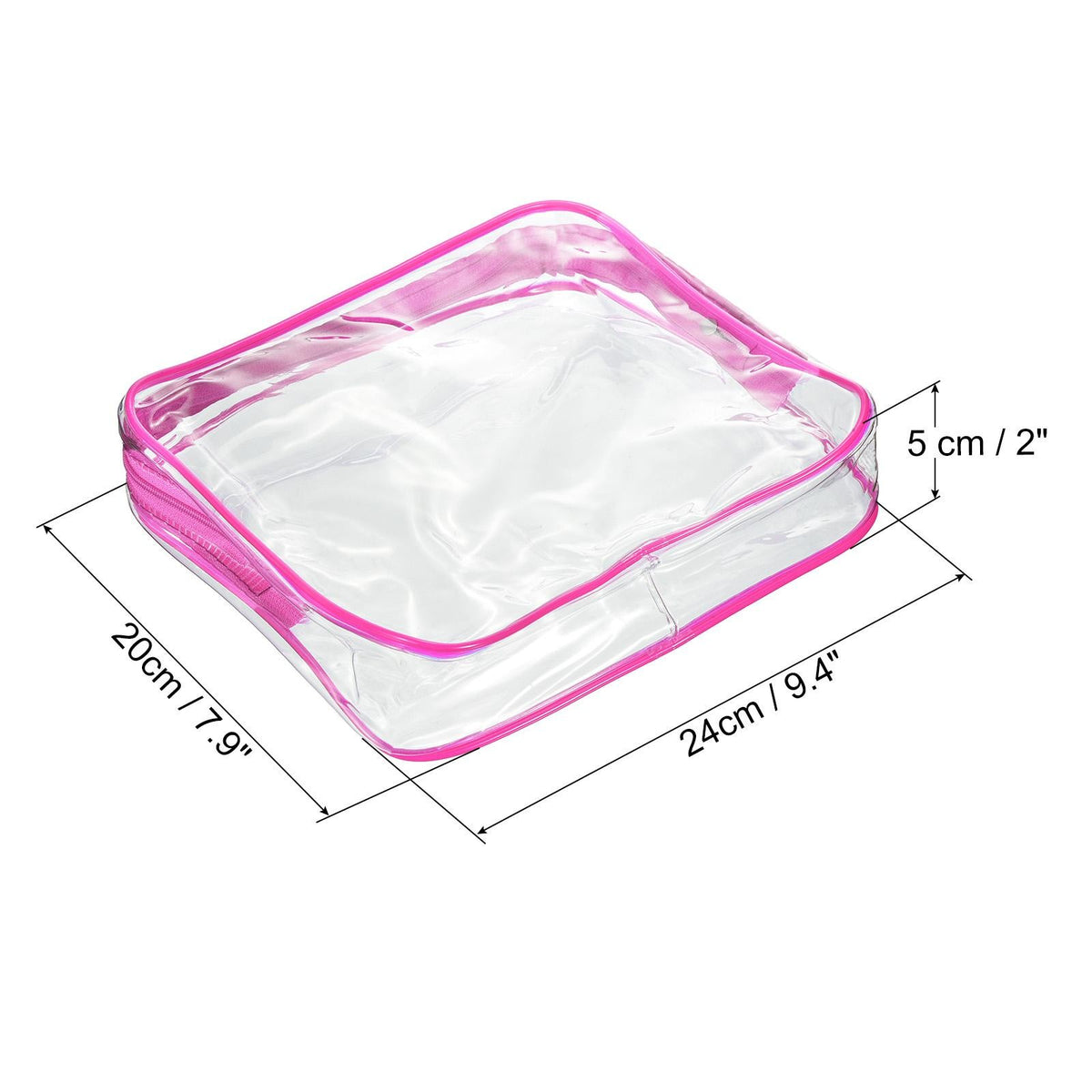Clear Travel Toiletry Bag Set with Zippers - Rose Red, 3 Pieces