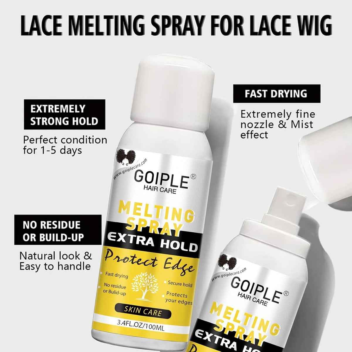 Water & Oil Resistant Wig Adhesive Spray - Invisible Lace Melting Formula 3.4oz