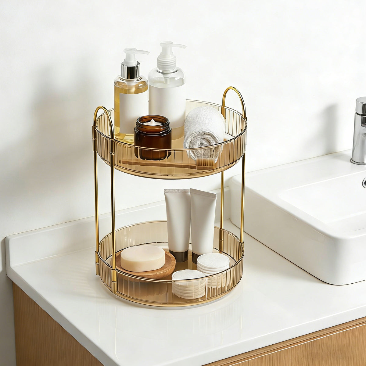 Rotating Makeup Organizer Stand for Perfumes and Cosmetics