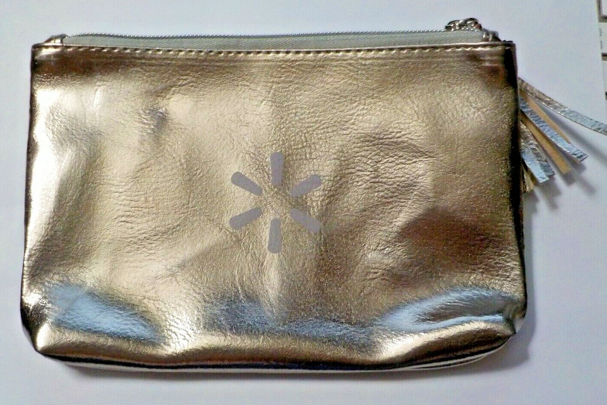 Unbranded 8x5.5 Inch Metallic Silvery Rain Drop & Star Burst Cosmetic Bag
