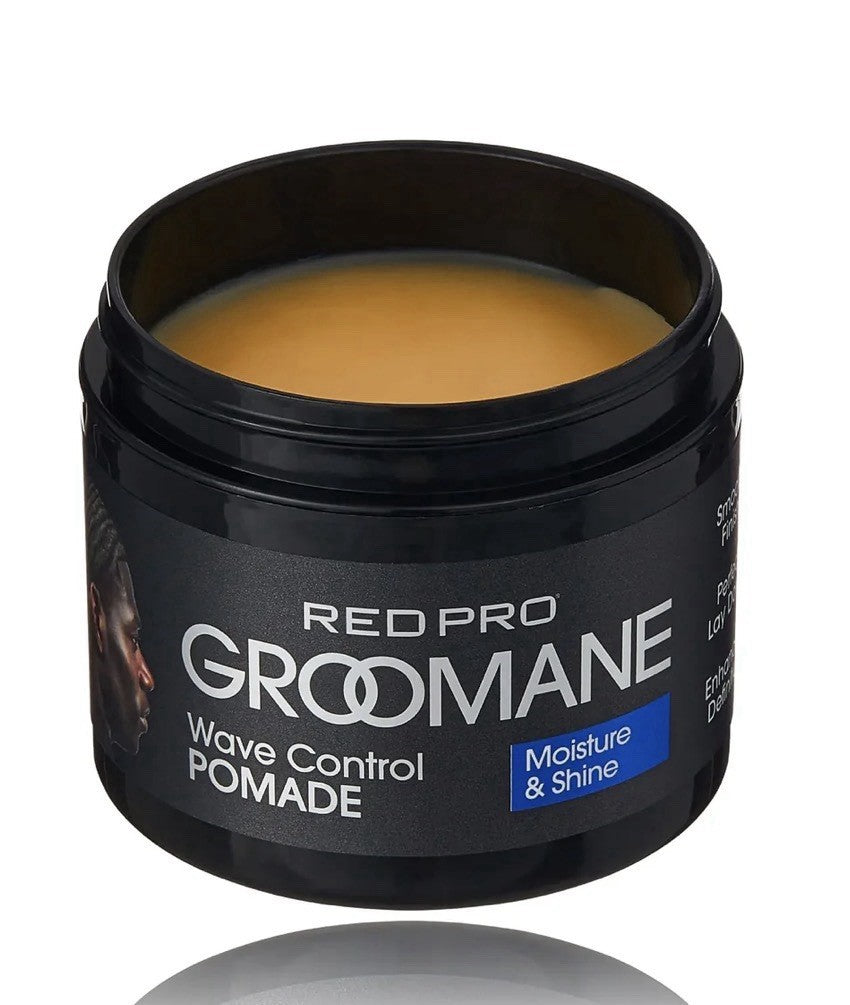 Red Pro Groomane Wave Control Pomade with Argan Oil & Sweet Almond - Moisture & Shine, 3 Oz