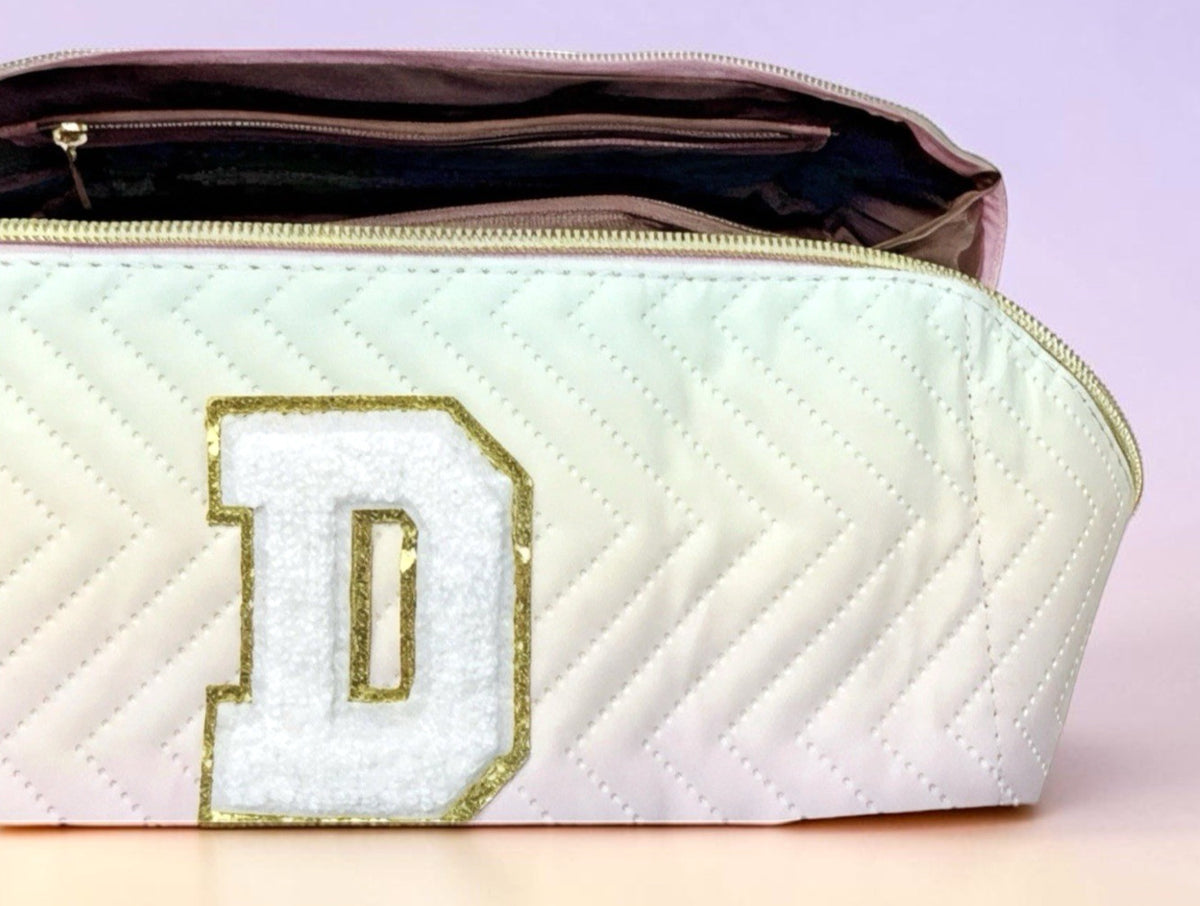 Pink Preppy Makeup Bag Travel Organizer - Zipper Pouch for Cosmetics & Skincare