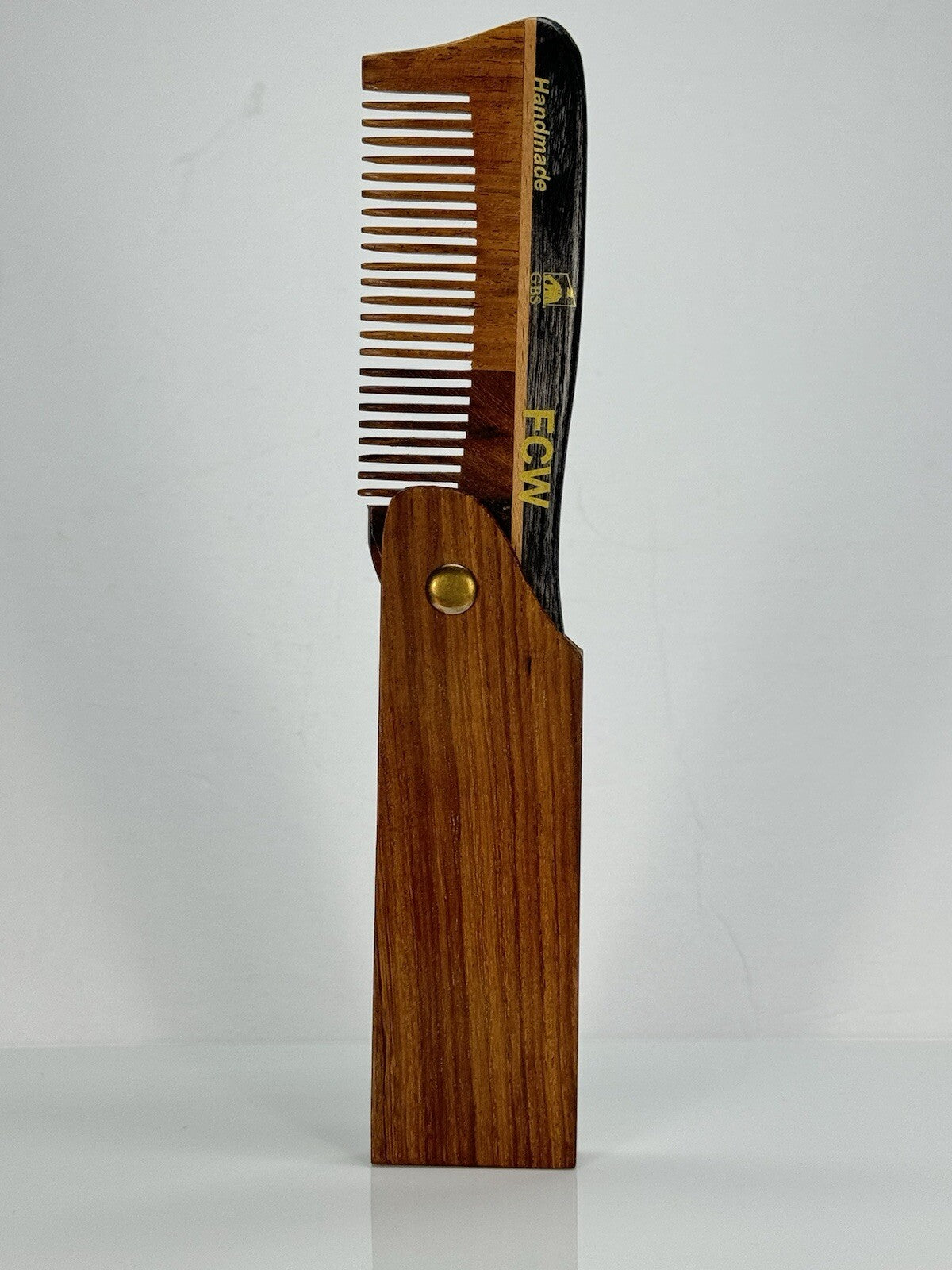 Wooden Pocket Comb for Beard & Mustache - Folding Travel Grooming Tool