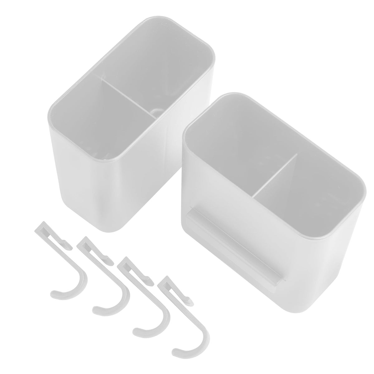 Adhesive Corner Shower Shelf Set - White, Rust-Proof Wall Mount Bathroom Caddy
