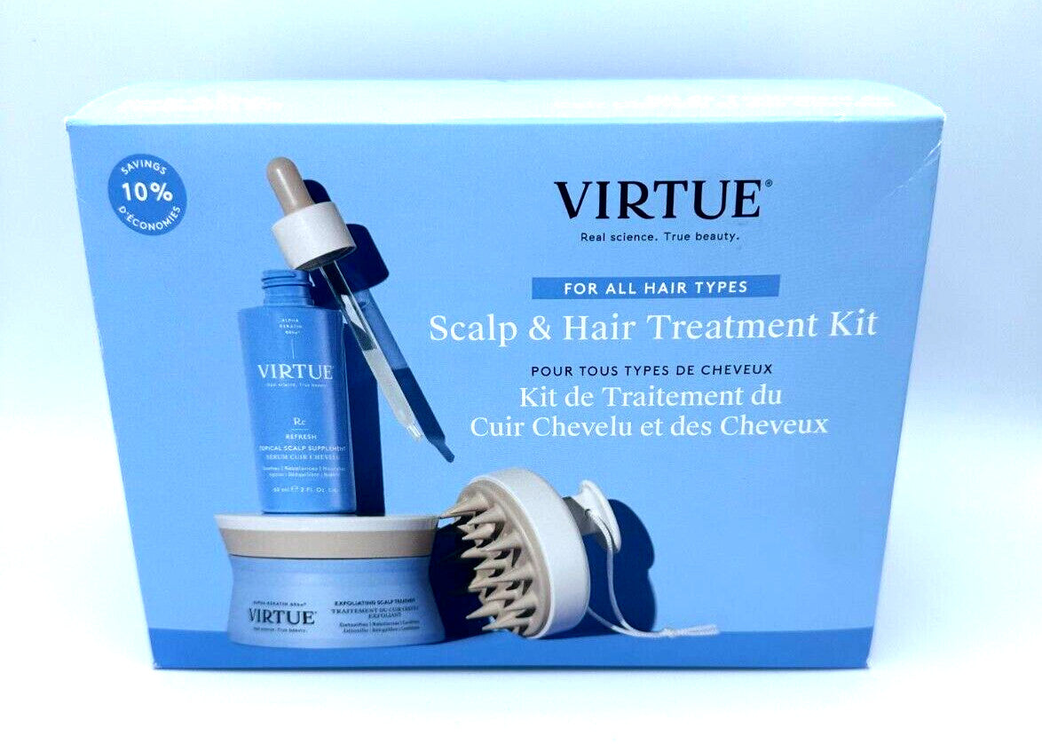 Virtue Scalp & Hair Treatment Kit for All Hair Types - Topical & Exfoliating