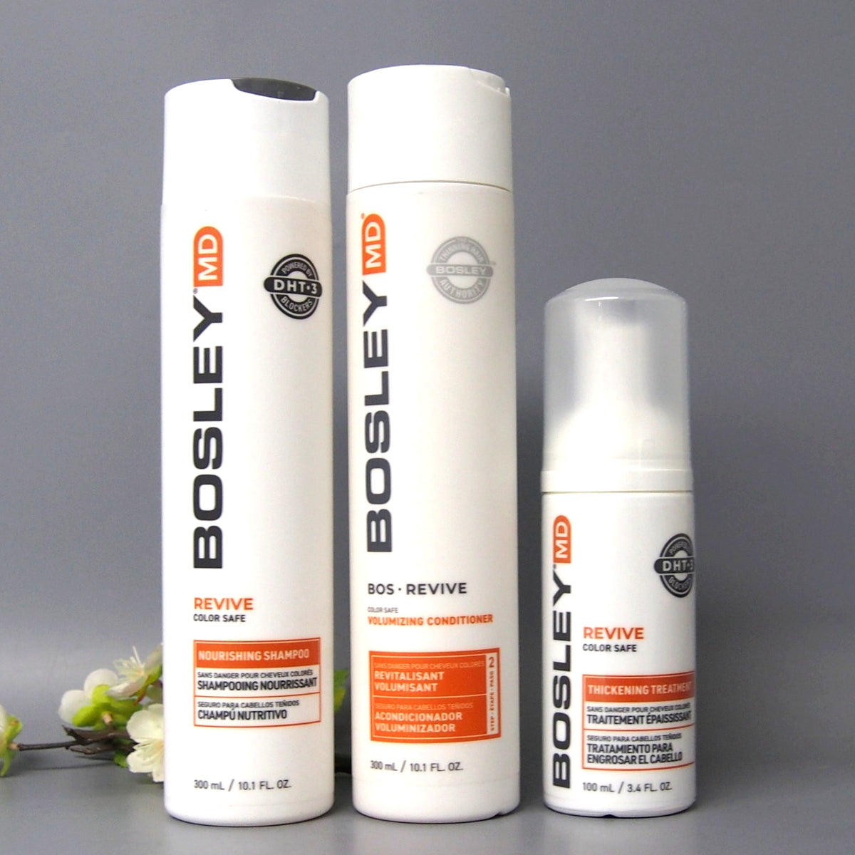 Bosley MD Revive Color Safe Hair Kit - Shampoo, Conditioner & Treatment