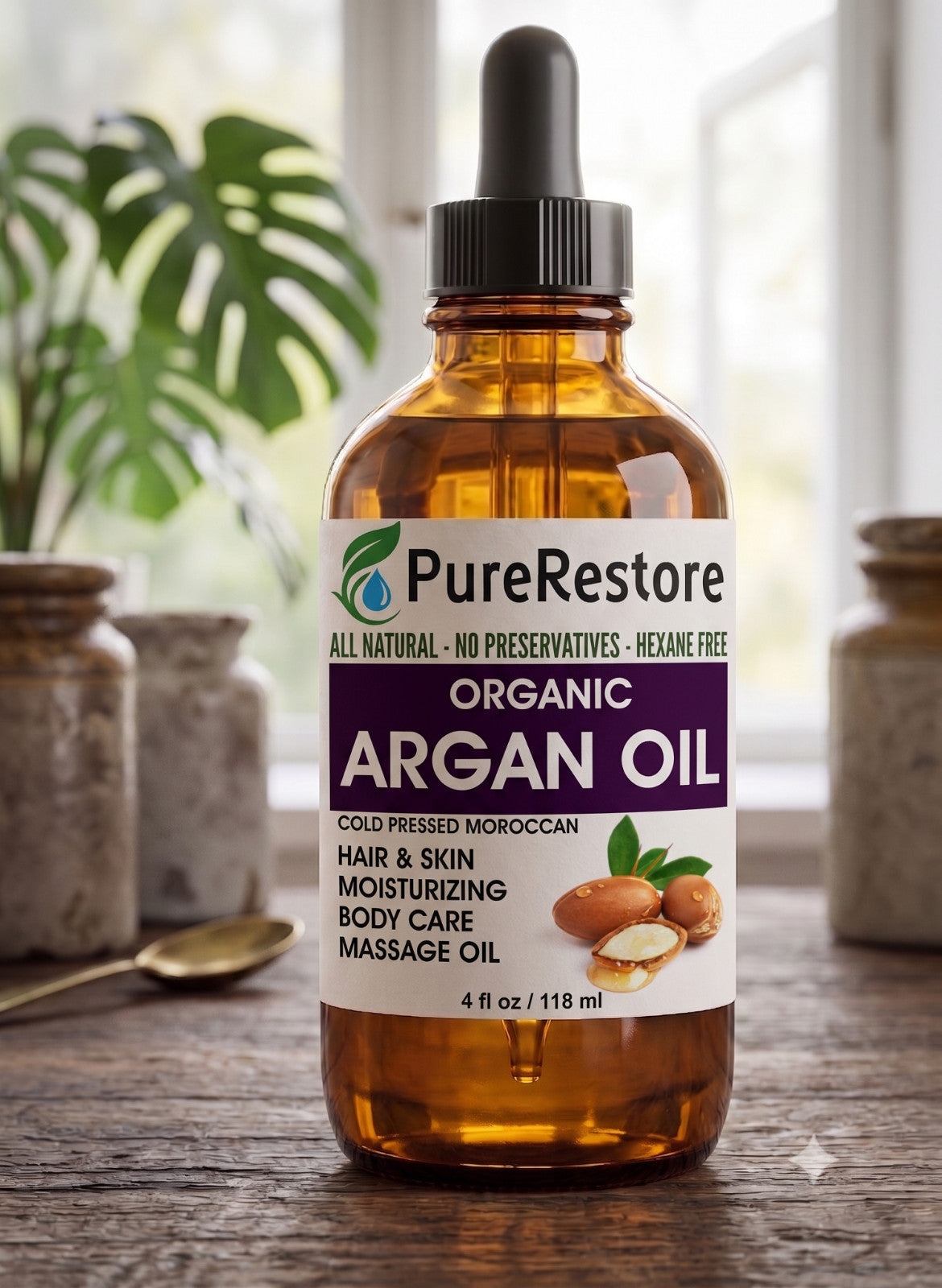PureRestore Organic Argan Oil - Multi-Purpose Skin, Hair & Body Oil