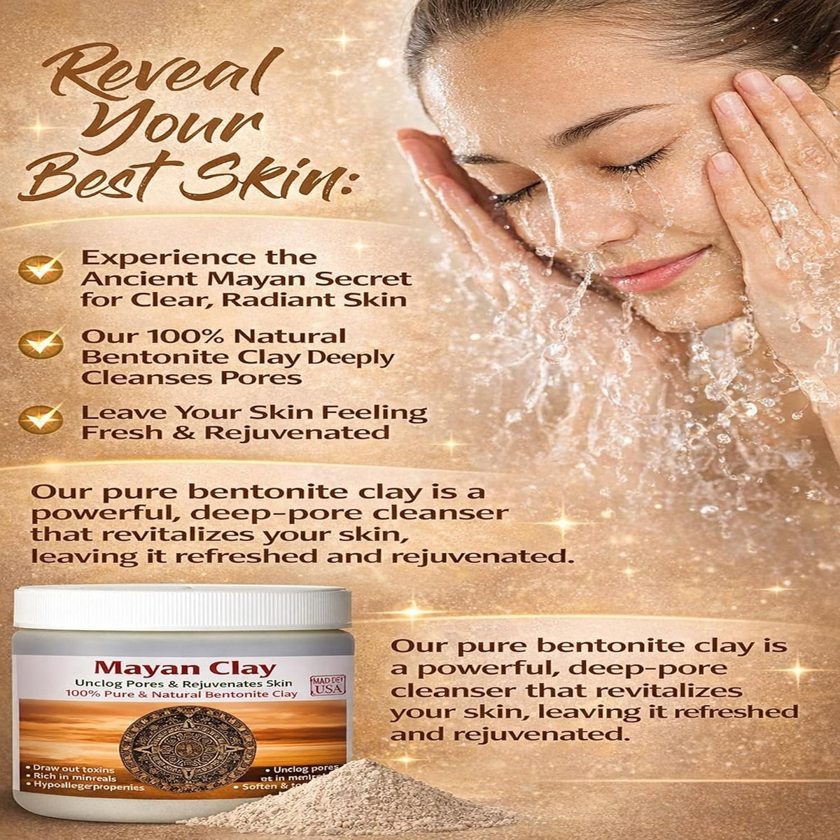 Bentonite Clay Mask - 100% Pure Natural Deep Pore Cleansing