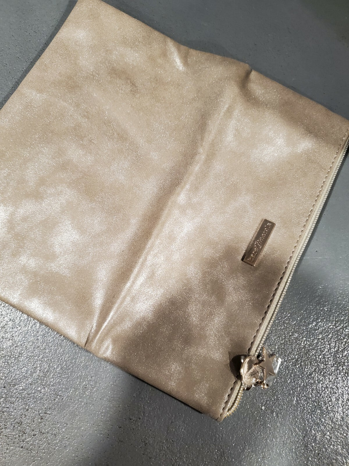 Grey Faux Leather Clutch Bag for Cosmetics and Makeup - 10x9.5 Inches