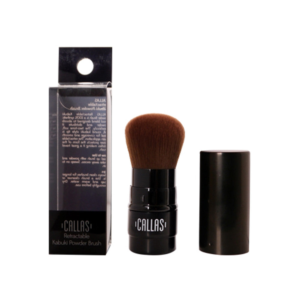 Retractable Kabuki Powder Brush for Makeup Application - Synthetic Wool