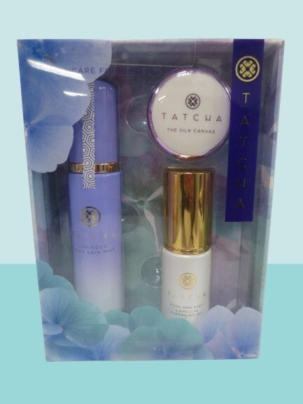 TATCHA Skincare Set with Skin Mist, Cleansing Oil & Silk Canvas Primer