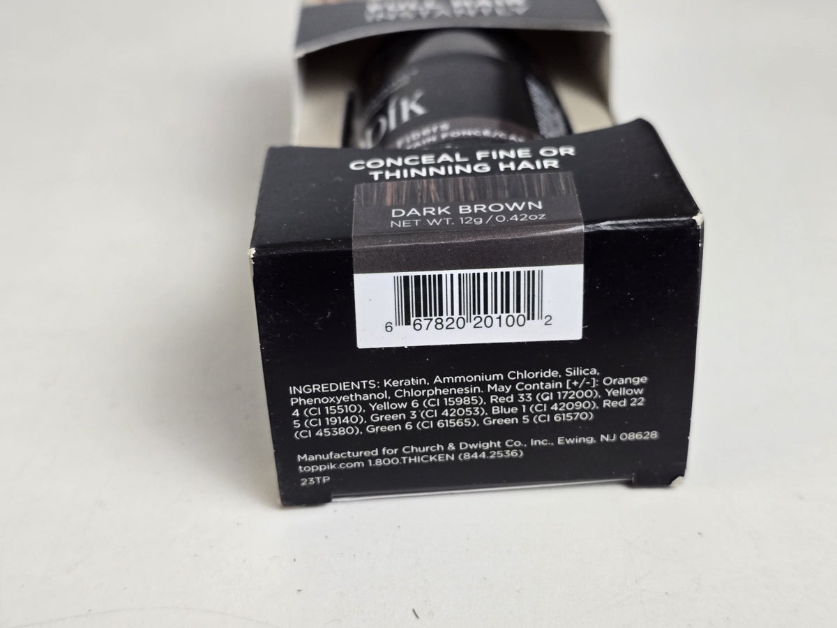 (2) Toppik Hair Building Fibers New In Packaging 0.42 oz DARK BROWN