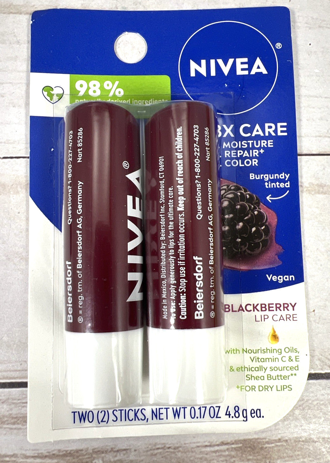 Nivea Blackberry Lip Balm Twin Pack Tinted & Scented Lip Care