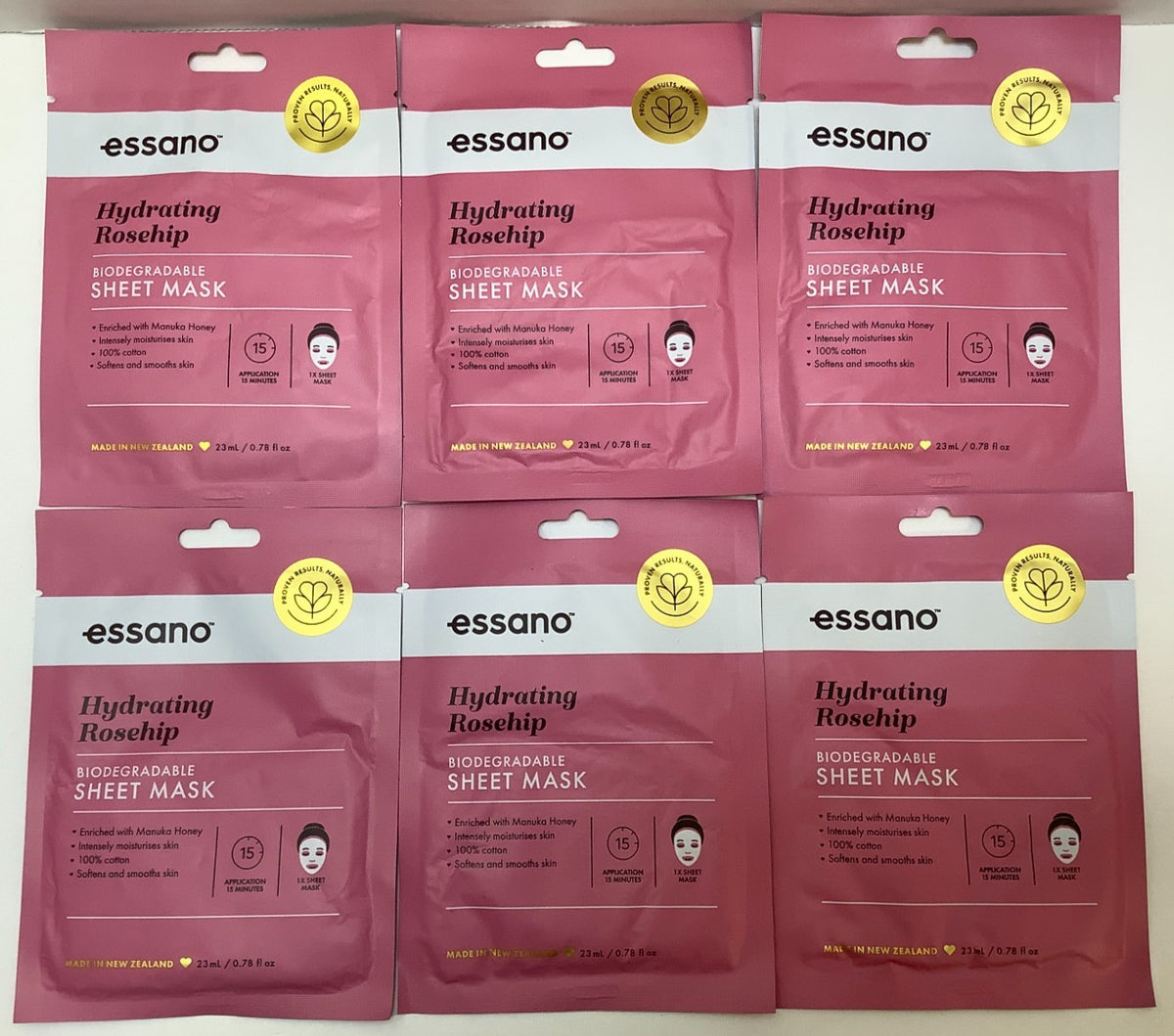 Hydrating Rosehip Sheet Mask w/Manuka Honey, 6 Pack