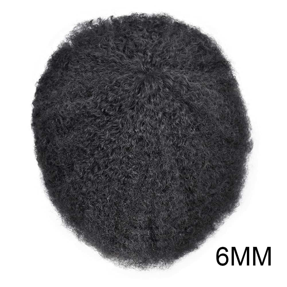 Mens Toupee Afro Curly Wig Lace Front 8x10 Inch Indian Human Hair PU-F