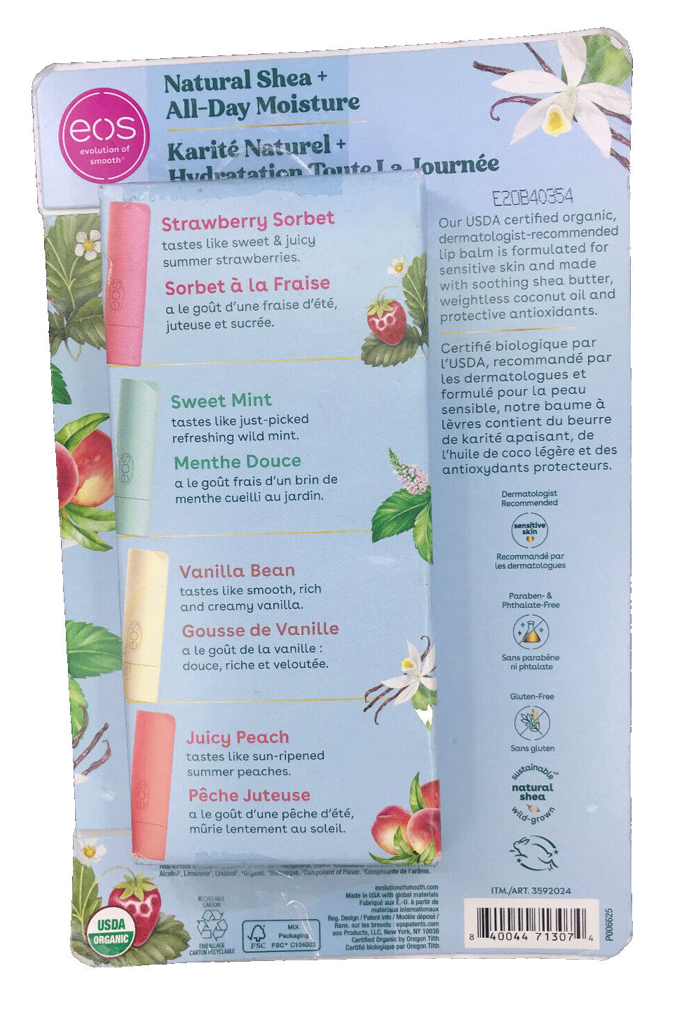Lip Balm Set - 8 Natural Organic Flavors for Sensitive Skin