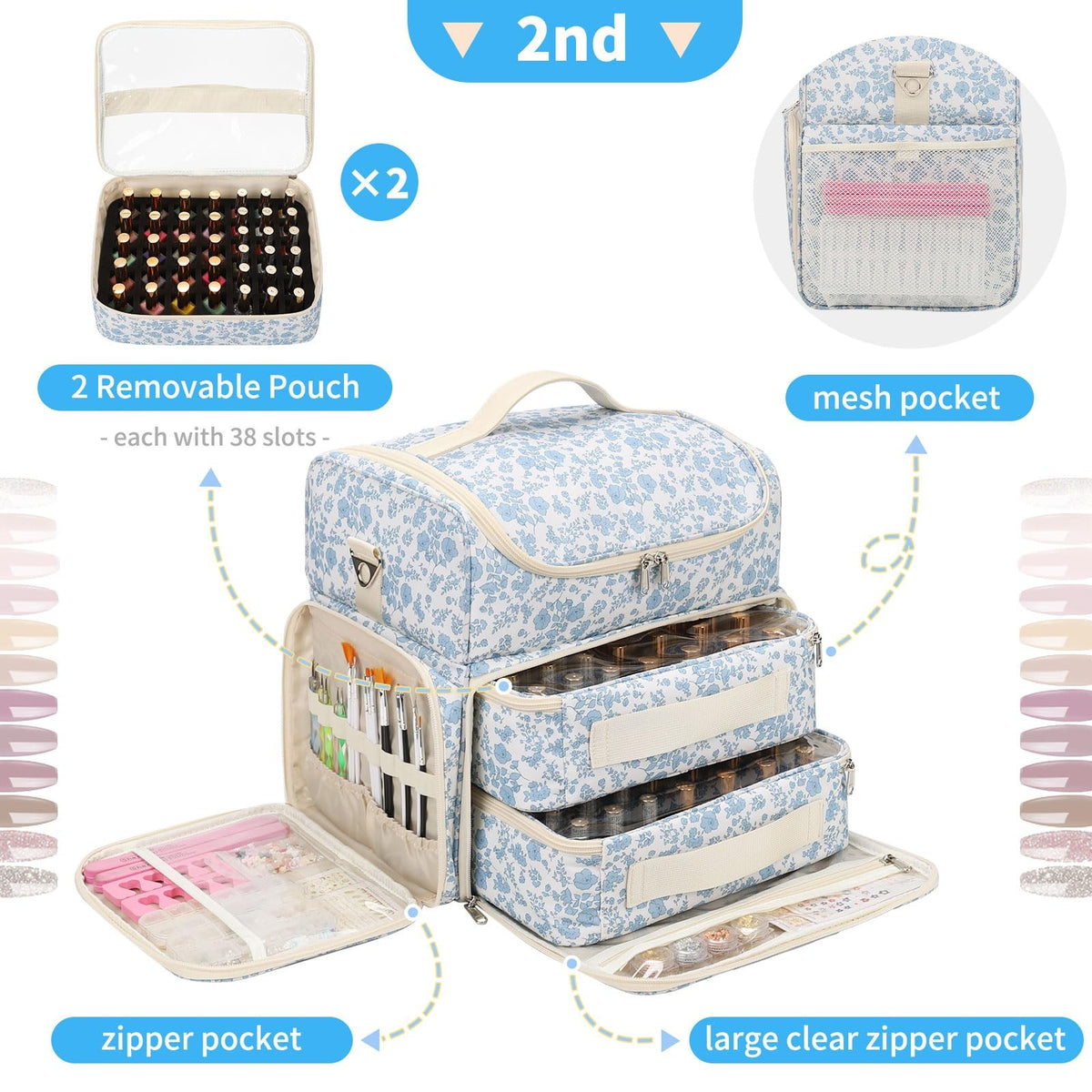 Extra Large Nail Polish Organizer Case Holds 86+ Bottles Travel Storage