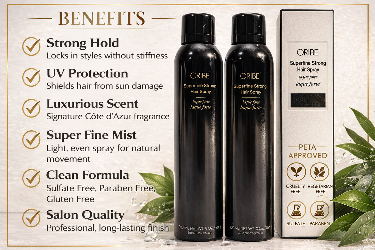 2 Pack Strong Hold Hair Spray - Flexible Finish & UV Protection, 9oz Each