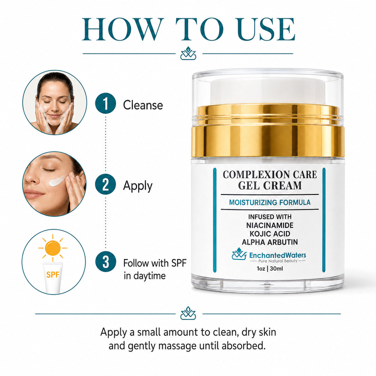 Enchanted Waters Kojic Acid Vitamin C Face Gel Cream - Brightening Moisturizer
