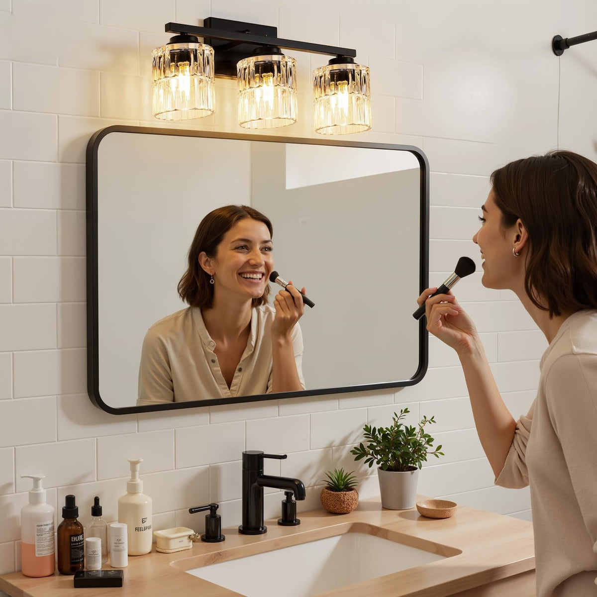 Modern 3-Light Bathroom Vanity Light Fixture, Brushed Black Wall Sconce