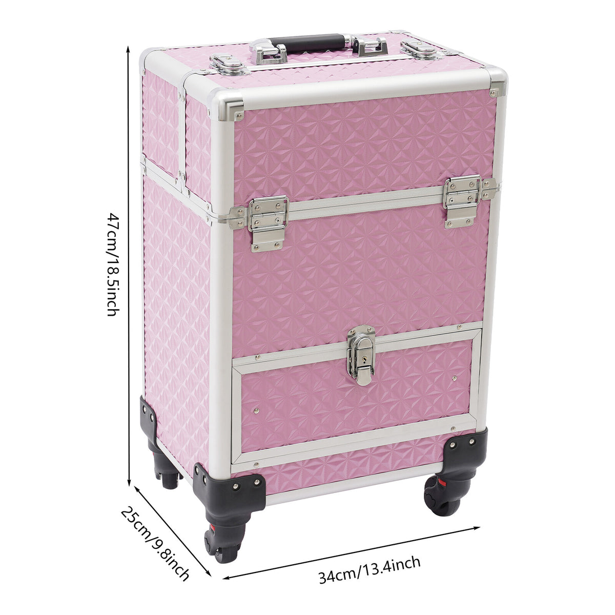 Rolling Makeup Train Case with Storage Compartments & Wheels
