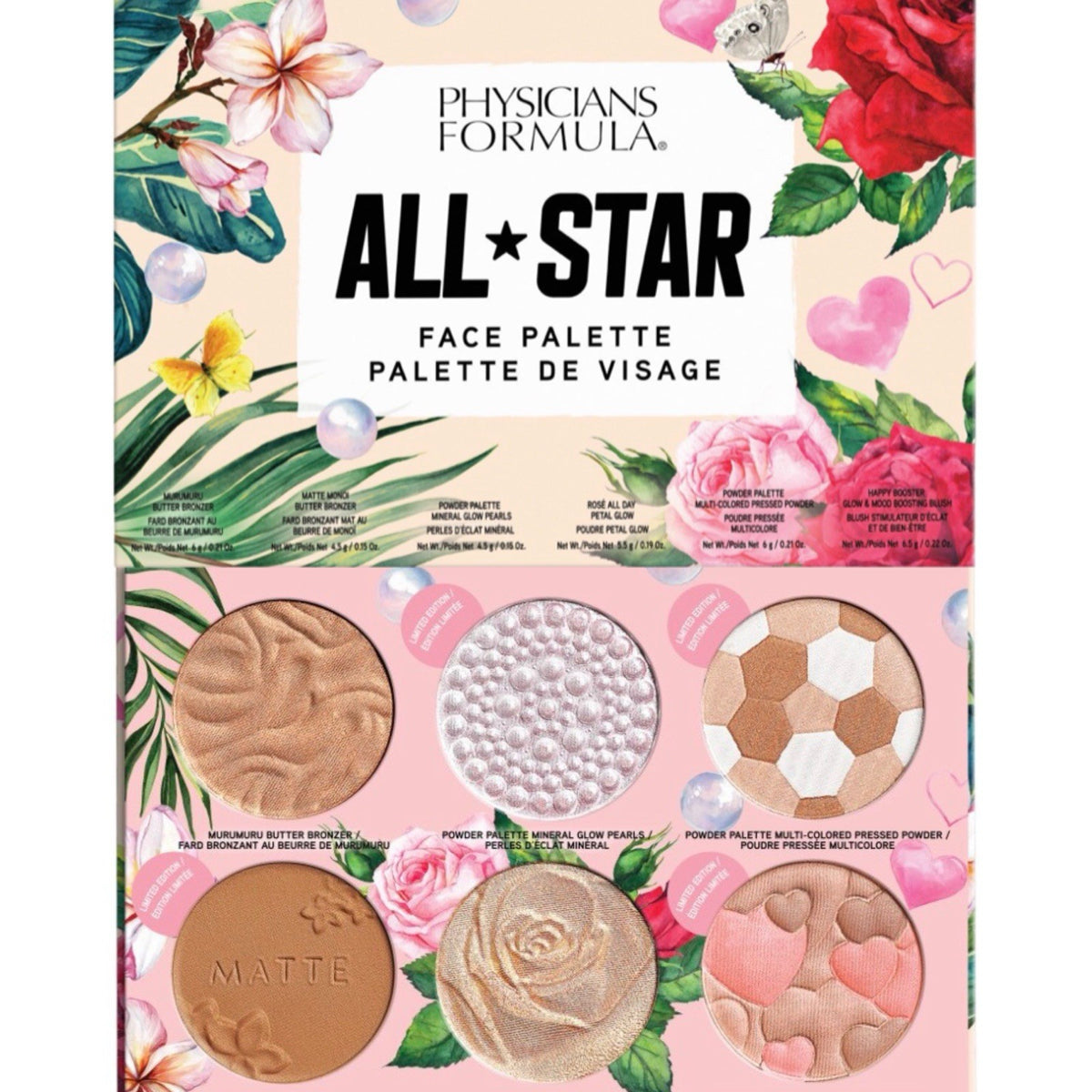 All-in-One Face Palette with Bronzer, Blush & Highlighter - Dermatologist Approved