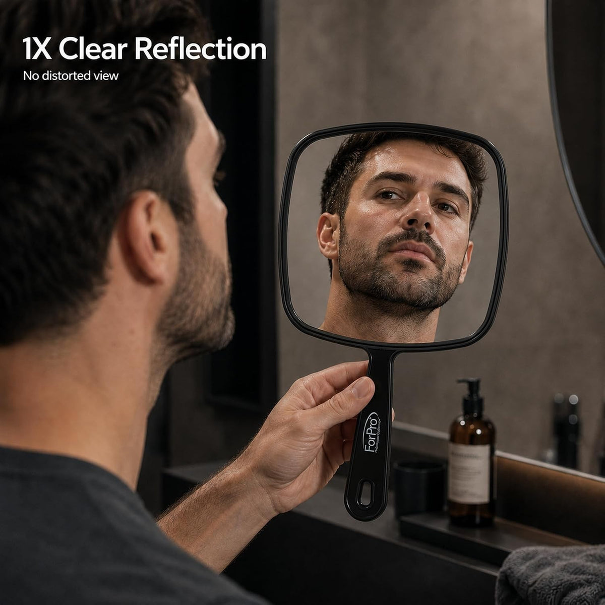 Large Handheld Mirror with Handle 9x12 Inches - Travel & Makeup Mirror